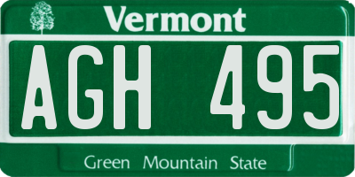 VT license plate AGH495
