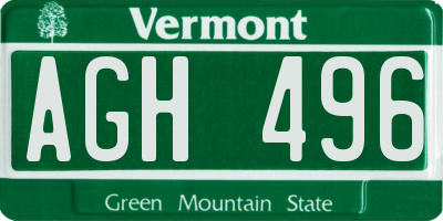 VT license plate AGH496