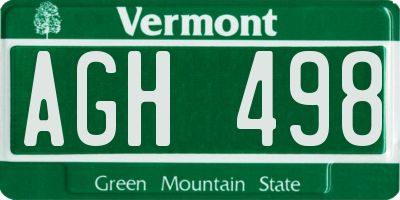 VT license plate AGH498