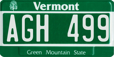 VT license plate AGH499
