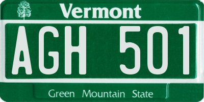 VT license plate AGH501