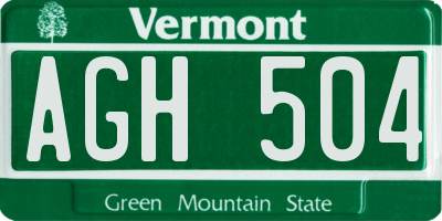 VT license plate AGH504