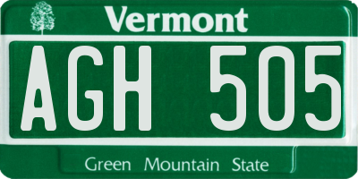VT license plate AGH505