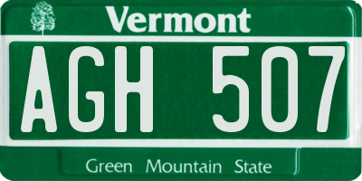 VT license plate AGH507