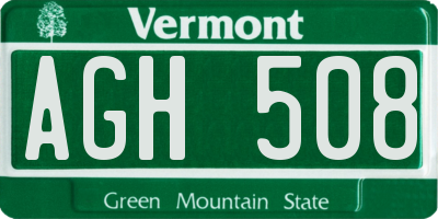VT license plate AGH508