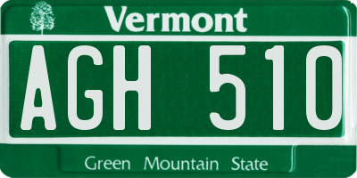 VT license plate AGH510
