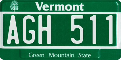 VT license plate AGH511