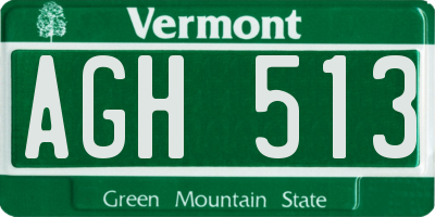 VT license plate AGH513