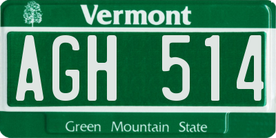 VT license plate AGH514