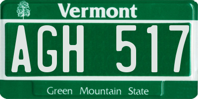 VT license plate AGH517