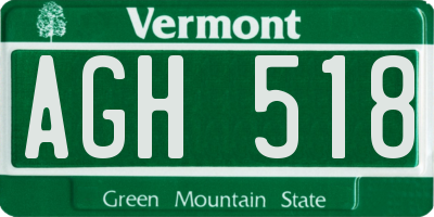 VT license plate AGH518