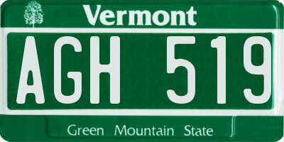 VT license plate AGH519