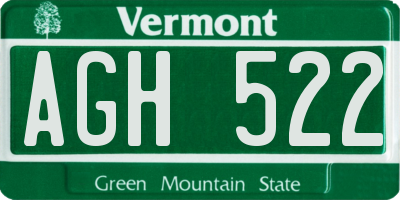 VT license plate AGH522
