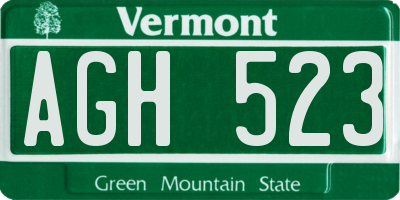 VT license plate AGH523