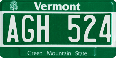 VT license plate AGH524