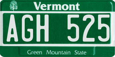 VT license plate AGH525
