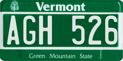 VT license plate AGH526