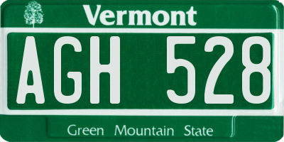 VT license plate AGH528