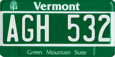 VT license plate AGH532