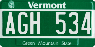 VT license plate AGH534