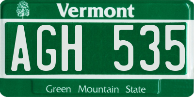 VT license plate AGH535