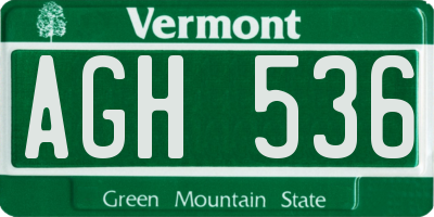 VT license plate AGH536