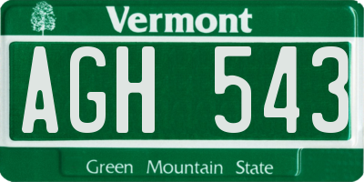 VT license plate AGH543