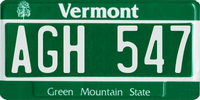 VT license plate AGH547