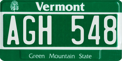 VT license plate AGH548