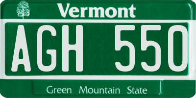 VT license plate AGH550