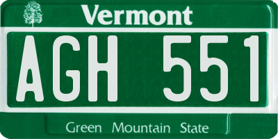 VT license plate AGH551