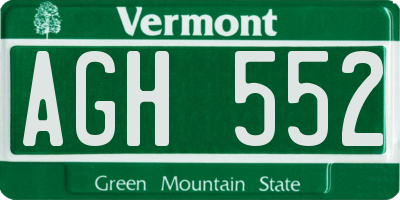 VT license plate AGH552