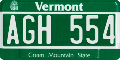 VT license plate AGH554