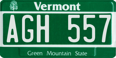 VT license plate AGH557