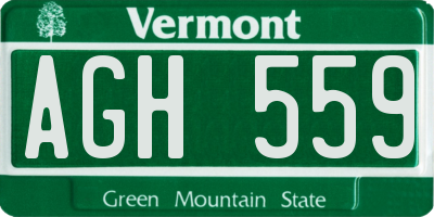 VT license plate AGH559