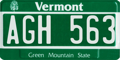 VT license plate AGH563