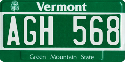 VT license plate AGH568