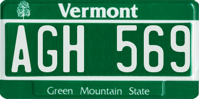 VT license plate AGH569