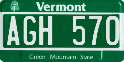 VT license plate AGH570