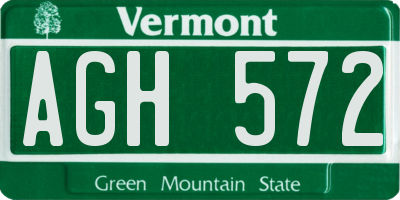 VT license plate AGH572