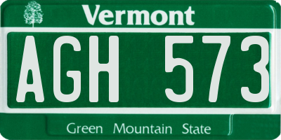 VT license plate AGH573