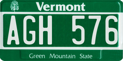 VT license plate AGH576