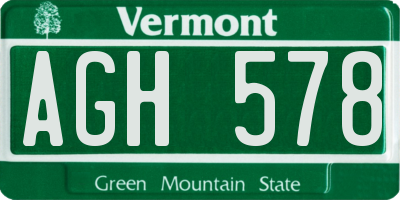 VT license plate AGH578