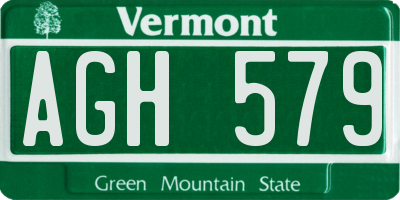 VT license plate AGH579