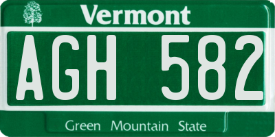 VT license plate AGH582