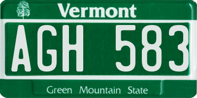 VT license plate AGH583
