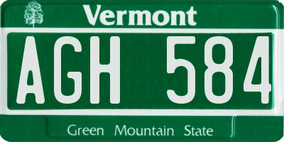 VT license plate AGH584