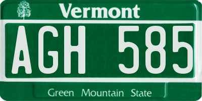 VT license plate AGH585