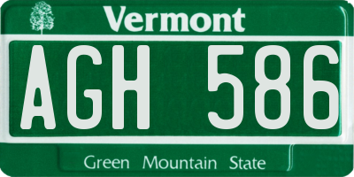 VT license plate AGH586
