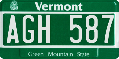 VT license plate AGH587